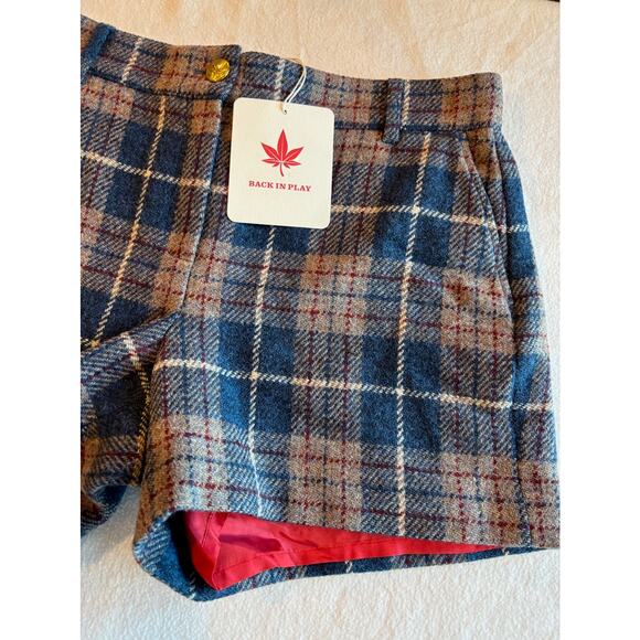 Made in PORTUGAL BOAST, Hand Woven Wool Plaid Shorts Fully Lined  4 Pockets 10 - Picture 3 of 7